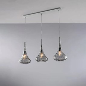 Lampadario Binario Contemporaneo Nemesi Grigio Fumè 3 Luci E27