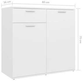 Credenza Bianca 160x36x75 cm in Legno Multistrato