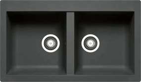 Lavello 2 vasche in resina nero PYRAMIS Scirocco L 50 x L 86 cm
