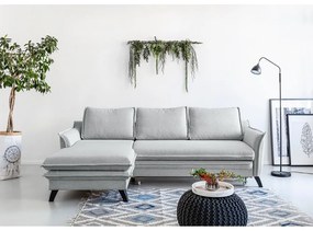 Divano letto angolare grigio chiaro, angolo sinistro Charming Charlie - Miuform