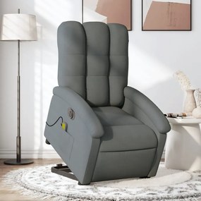 Poltrona Alzapersona Massaggi Elettrica Grigio Scuro Tessuto /
