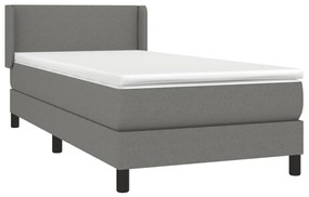 Giroletto a molle con materasso grigio scuro 100x200 cm tessuto