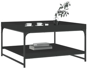 Tavolino da salotto nero 80x80x45 cm legno multistrato e ferro