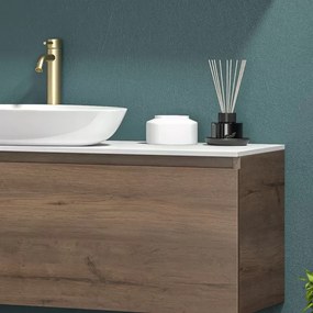 Mobile bagno 120 cm con piano da appoggio in solid surface bianco SP-120C - KAMALU