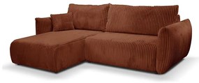 Divano angolare trasformabile universale con contenitore a L FRIDA marrone