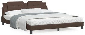 Letto con materasso marrone 180x200cm in similpelle