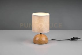 Luci lampada da tavolo base effetto legno mezza sfera paralume beig...