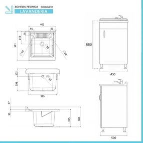 Set da 45 cm con lavatoio base e pensile in legno nobilitato bianco Fedra