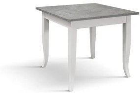 Tavolo RIMINI in legno grigio cemento e struttura in legno bianco 80&#215;80 cm