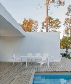 Tavolo In Alluminio Allungabile Da Esterno 90x160-240 Cm Bianco