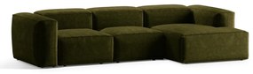 Divano angolare verde (con penisola a destra/con chaise lounge) con rivestimento in velluto a coste Bergamo – Cosmopolitan Design