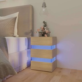 Comodino Con Luci Led Sonoma 45x35x67 Cm İn Legno Multistrato /