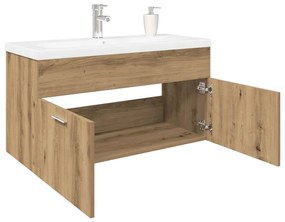 Mobile Bagno Lavabo Integrato Rovere Artigianale İn Truciolato /