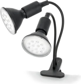 Lampada da tavolo flessibile con clip per piante PLANTY 2xE27/30W/230V nera