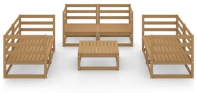 Set Divani da Giardino 7 pz Miele in Legno Massello di Pino