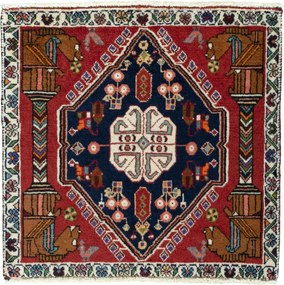 Shiraz Tappeto persiano 60 x 60 Rosso (Iran) Annodato A Mano