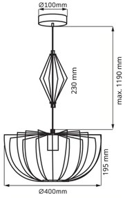 Lampadario a sospensione con filo JASMINA 1xE27/20W/230V diametro 40 cm oro