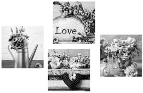 Set di quadri – Natura morta vintage romantica in bianco e nero