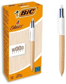 Penna Bic Wood Effect Multicolore 0,32 mm (12 Pezzi)