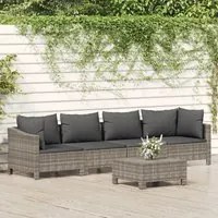 Set Divani da Giardino 5 pz con Cuscini in Polyrattan Grigio 3187263