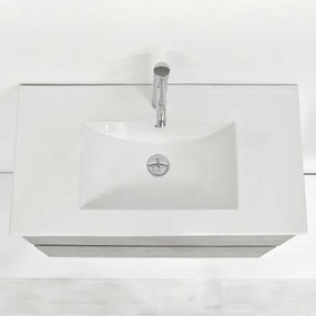 Mobile bagno sospeso 90 cm Duble grigio industrial completo di lavabo e specchio
