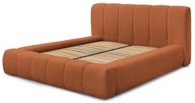 Letto matrimoniale imbottito arancione contenitore e rete inclusi 180x200 cm Denali - Bobochic Paris