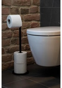 WENKO 24034100 - Portarotolo per carta igienica 21x55 cm nero/argento