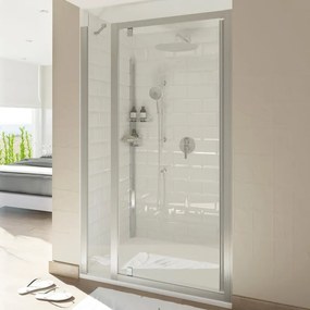 Fisso in linea Style L 40 x H 200cm, Sp. 8 mm vetro vetro senza finitura / trasparente profilo in alluminio argento spazzolato
