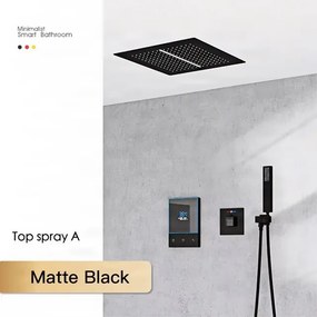 Sistema doccia a incasso ELITE EDITION BCS1721 termostatico, multigetto e a cascata in più finiture — Nero opaco — A soffitto