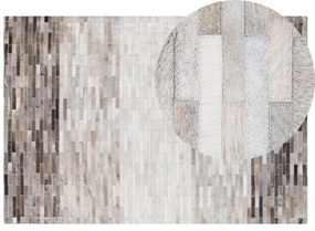 Tappeto pelle marrone e grigio 140 x 200 cm SINNELI Beliani