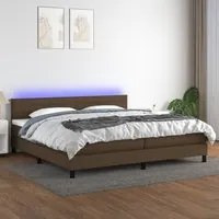 Letto a Molle Materasso e LED MarroneScuro 200x200cm in Tessuto 3133264