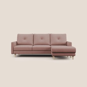Matisse Divano angolare con sedute scorrevoli in tessuto morbido smacchiabile T17 rosa
