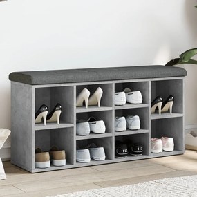 Panca porta scarpe grigio cemento 102x32x50cm legno multistrato