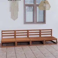 Divano da Giardino a 4 Posti Miele in Legno Massello di Pino cod mxl 73527