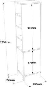 Colonna Da Bagno Multiuso 2 Ante Con Vani Laterali E Piedini Mendy Bianca