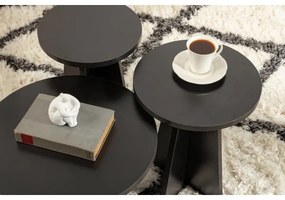 SET 3x Tavolino LUME diametro 28/33/43 cm nero