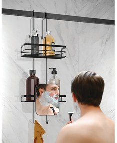 Mensola da bagno sospesa in acciaio nero opaco Lava - Metaltex