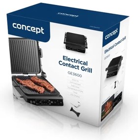 Concept ge3600 - Grill a contatto con sonda temperatura GLASS 2000W/230V nero