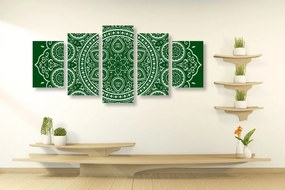 Quadri 5 pezzi – Mandala etnica delicata in verde