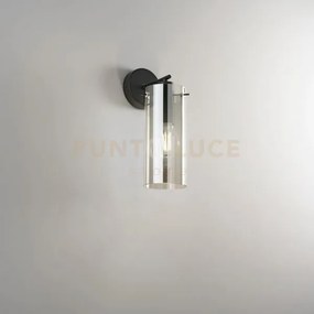 Applique a parete magic nera e fume' 1 luce attacco e27 15,5x15,5x3...