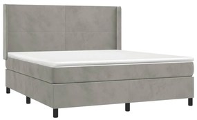 Letto a molle materasso e led grigio chiaro 160x200 cm velluto