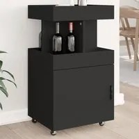 Carrello Bar Nero 50x41x89 cm in Legno Multistrato 848263