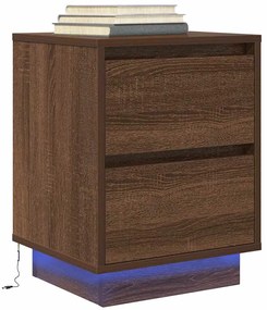 Comodino Con Luci Led Rovere Marrone 38x34x50 Cm /