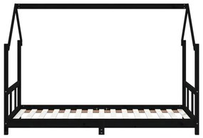 Giroletto per bambini nero 90x190 cm in legno massello di pino