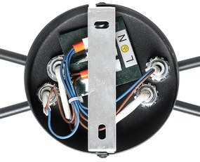 Plafoniera moderna nera 4 luci vetro fumé - ATHENAS