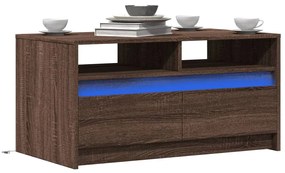 Tavolino Da Salotto Con Luci Led Rovere Marrone İn Truciolato /