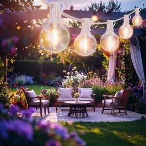 Brilagi - Catena luminosa decorativa LED per esterni GIRLANDA 10xE12, 8 m, bianca, IP44, bianco caldo