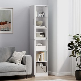 Mobile da Bagno a Colonna 40x35x180 cm con 2 Armadietti in Legno Bianco...