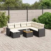 Set Divani da Giardino con Cuscini 8 pz Nero in Polyrattan 3264850