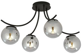 Lampadario da Soffitto in Acciaio e Vetro BOSTON 4 Nero 4xE14